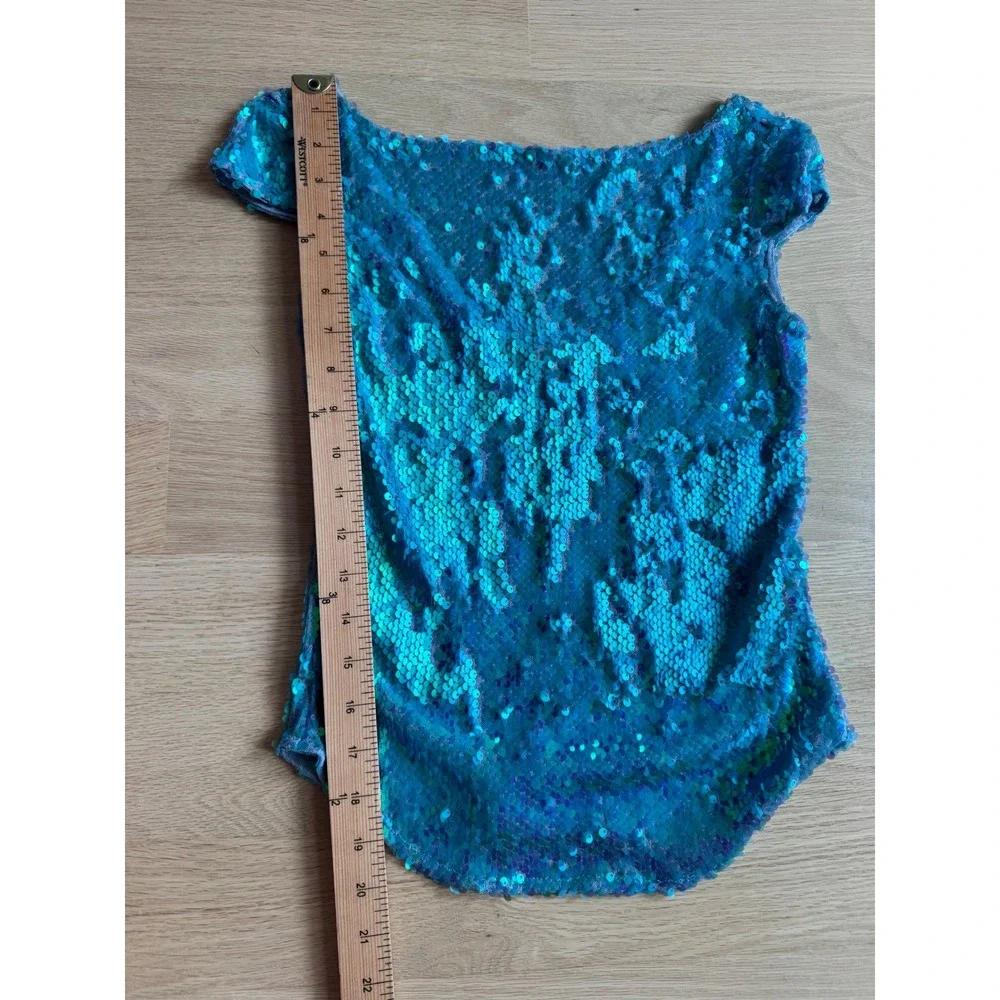 Intimately Free People Turquoise Iridescent Sequin Cap Sleeve Top OB2107105 XS